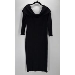 Fashion Nova Black Ribbed Knit Cowl Neck Midi‎ Sweater Dress XL